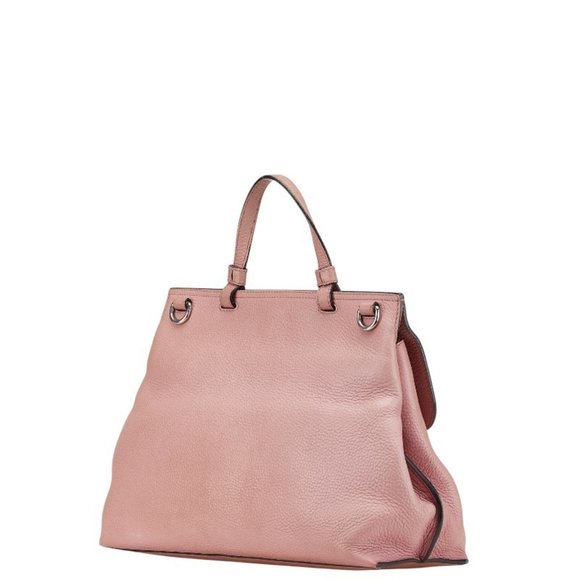 GUCCI Pink Leather Bamboo Shoulder Bag - Picture 2 of 15
